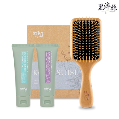 黑淬絲｜氣墊按摩木梳(經典款)+洗護旅行2入組(三款任選) 雅虎獨家組 交換禮物