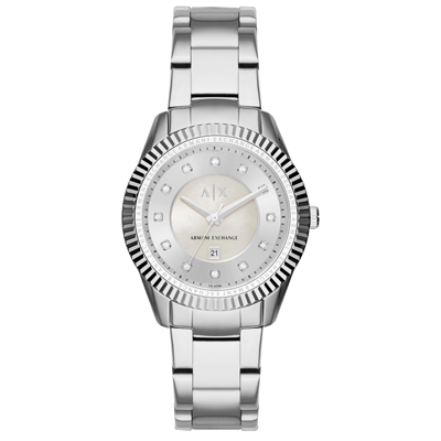 A│X Armani Exchange 秘密情人時尚腕錶-銀/36mm