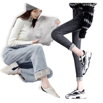 初色 純色高腰加絨加厚保暖發熱褲長褲-4款任選-39320(M-4XL可選)