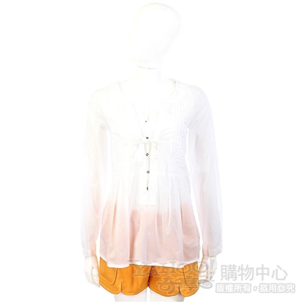 Max Mara集團 經典T恤 TEE 均一價 (白色抓褶設計排釦)