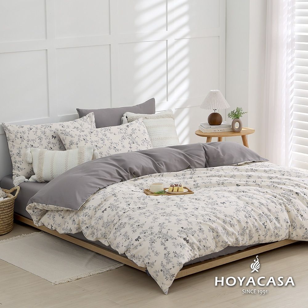 HOYACASA 100%精梳純棉兩用被床包組-多款任選(單人/雙人/加大均一價) (墨語薔薇)