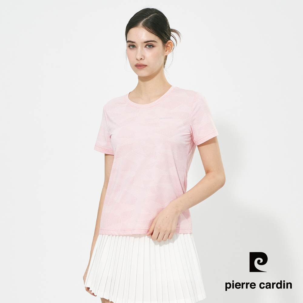 pierre cardin 皮爾卡登 男女款 冰絲彈性速乾圓領短袖T恤-(多色任選) (女-K款(印花))