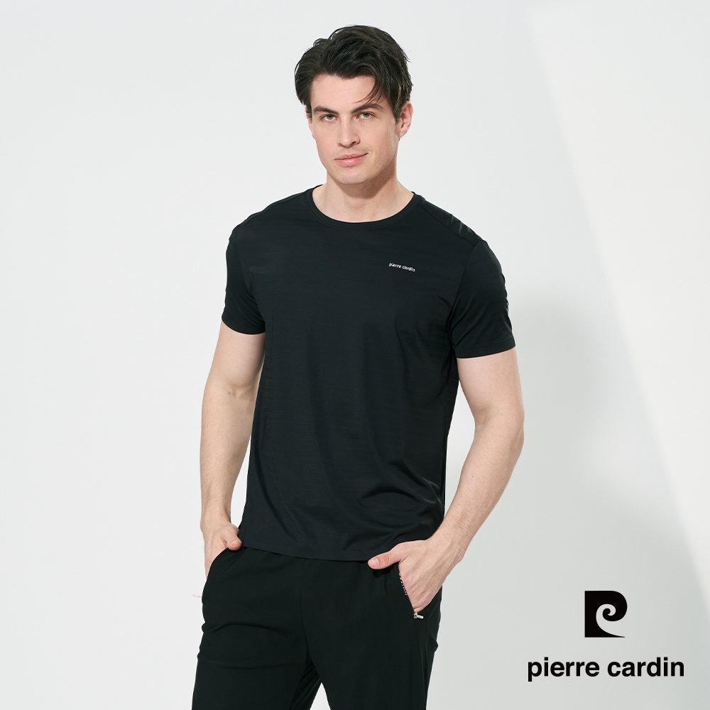 pierre cardin 皮爾卡登 男女款 冰絲彈性速乾圓領短袖T恤-(多色任選) (男-C款(素色))