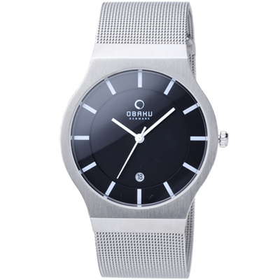 OBAKU 極簡時代優雅時尚腕錶-黑麵白刻-大-V123GCBMCA-38mm