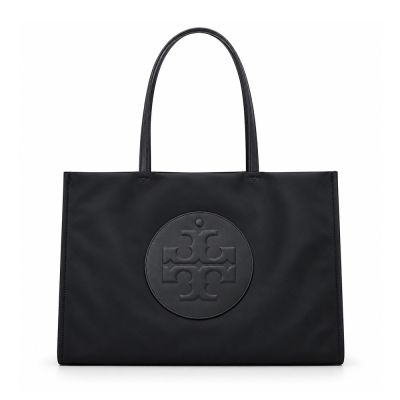 TORY BURCH ELLA 經典立體LOGO尼龍托特包(大/黑)
