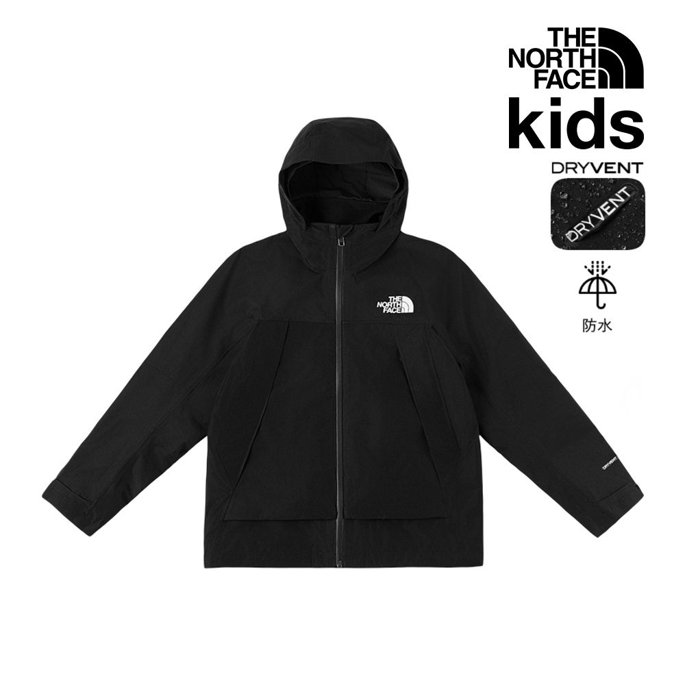 【The North Face 官方旗艦】北面兒童黑色DRYVENT防水衝鋒衣｜8DXMJK3 外套
