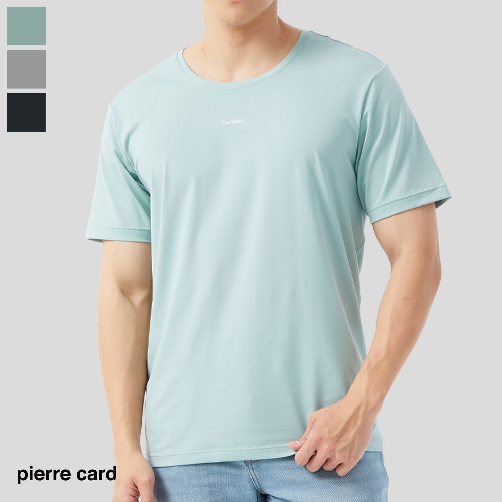 【pierre cardin 皮爾卡登】抑菌消臭速乾圓領短袖 (藍玉綠)