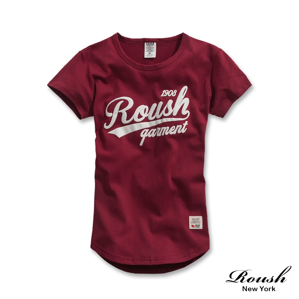 Roush 女生美式立體膠印柔棉短TEE(2511106) (暗紅)