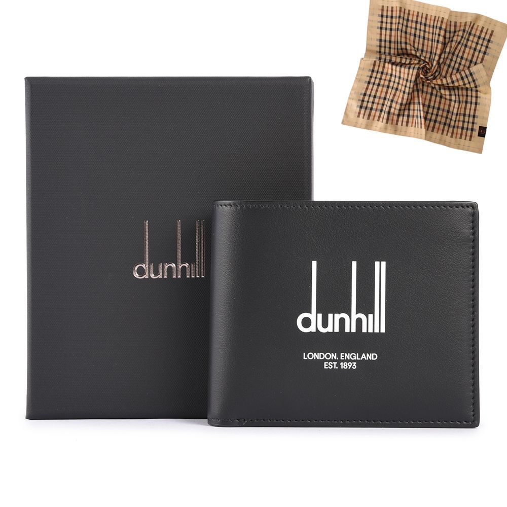 dunhill Legacy經典大LOGO標誌皮革8格短夾-黑色
