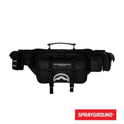 SPRAYGROUND-基本多收納鋸齒鯊大容量腰包-黑色