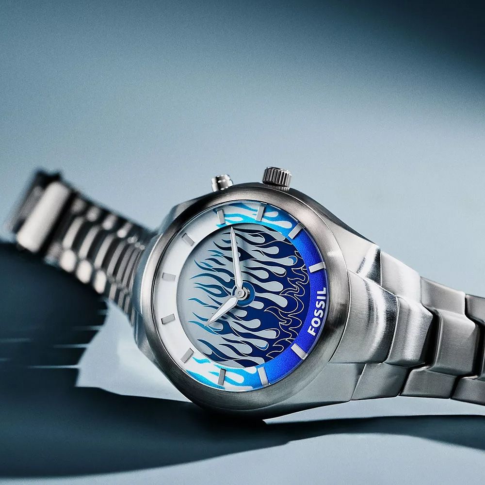 FOSSIL Y2K Big Tic 限量復刻 雙顯示藍焰數位圖騰手錶 七夕浪漫購 送禮首選-40mm LE1234