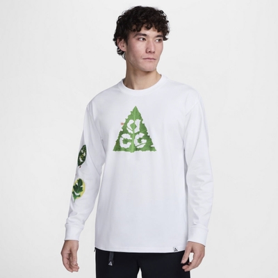 NIKE 耐吉 寬鬆 速乾 長T 男長袖上衣-白綠色 AS M ACG DF TEE LS OC ANTS-HJ0803121
