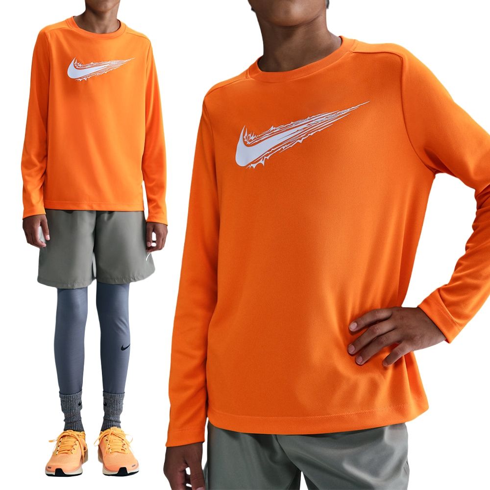 Nike B NK DF Multi Ls TOP HBR 大童童裝橘色速乾圓領長袖HV0662-873