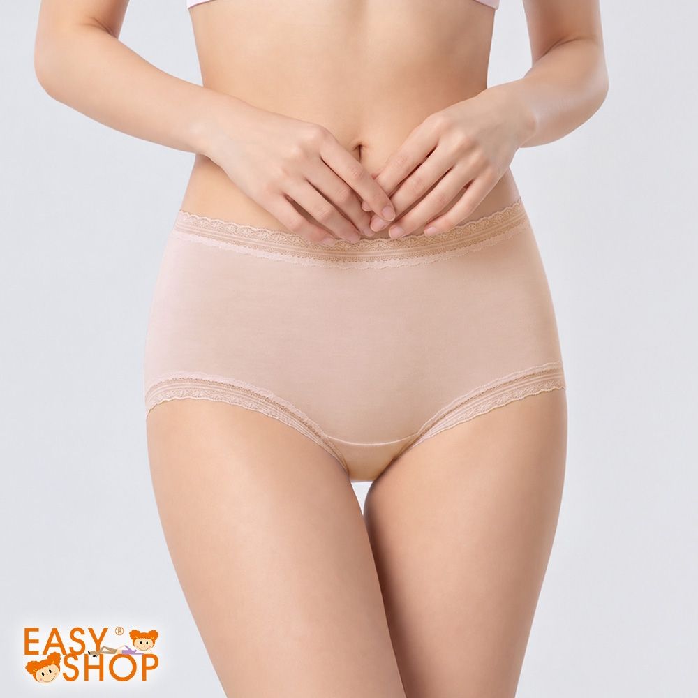 [限時！請選5件$588]EASY SHOP-爆款新品！莫代爾面膜褲/氣質蕾絲內褲(20款任選) (柔感褲中腰平口褲-膚)