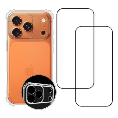 RedMoon iPhone 17/17Pro/17ProMax 手機殼貼3件組 鏡頭全包式軍規殼-9H玻璃保貼2入