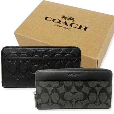 COACH 經典LOGO男款ㄇ型零錢袋長夾禮盒(多款供選)