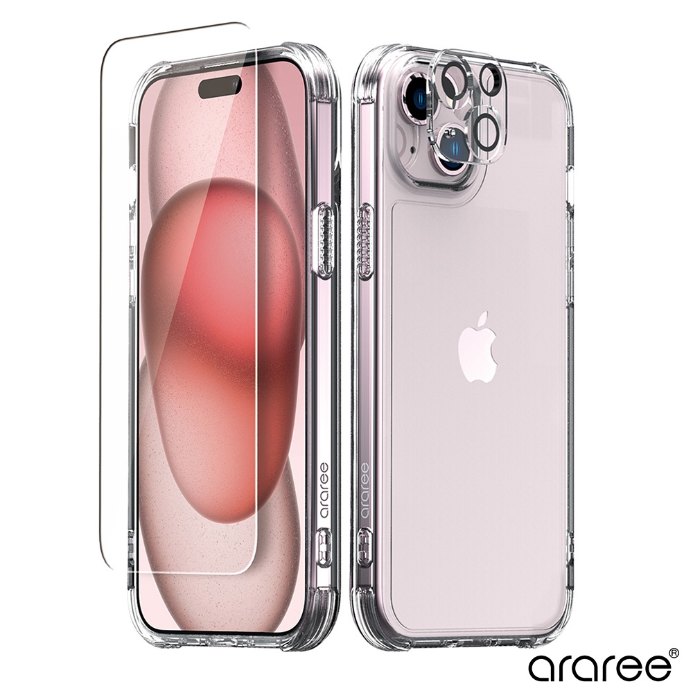 Araree Apple iPhone 15 Plus 保護殼+保護貼(3合1超值組)