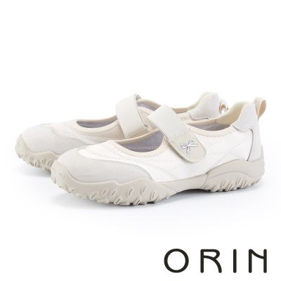 ORIN 真皮拼接彈力瑪莉珍運動鞋 米色