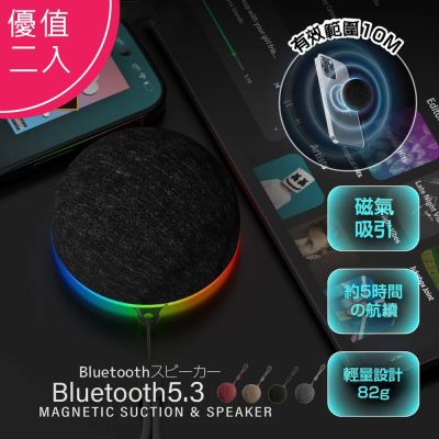 【優質二入】Infinity 磁吸式藍芽喇叭/音響(360度環迴立體聲/重低音/支架/支援TWS)