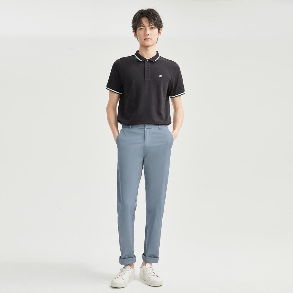 GIORDANO 網路獨家款 男裝彈力修身薄休閒長褲【雙色任選】 (76 灰藍)