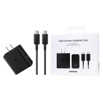 SAMSUNG原廠新款 50W 雙孔超快充+1.8m 5A雙Type C線組【盒裝】T5020 / 支援Z旗艦系列
