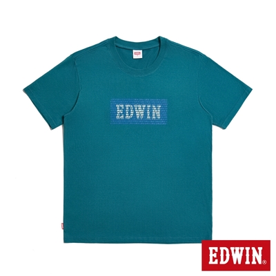 EDWIN 男裝 小字排列BOX LOGO短袖T恤-深綠色