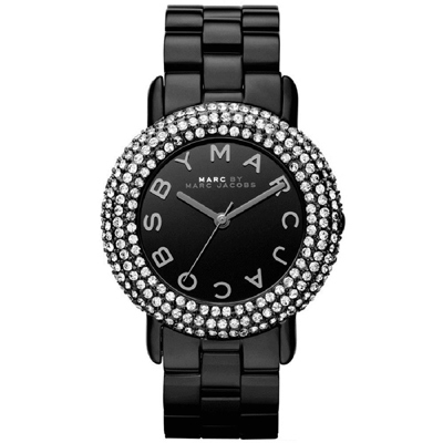 MARC By Marc Jacobs 優雅女伶時尚晶鑽腕錶-黑(MBM3193)