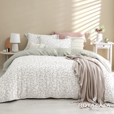 HOYACASA 100%天絲枕套床包三件組-花藤戀語(雙人)