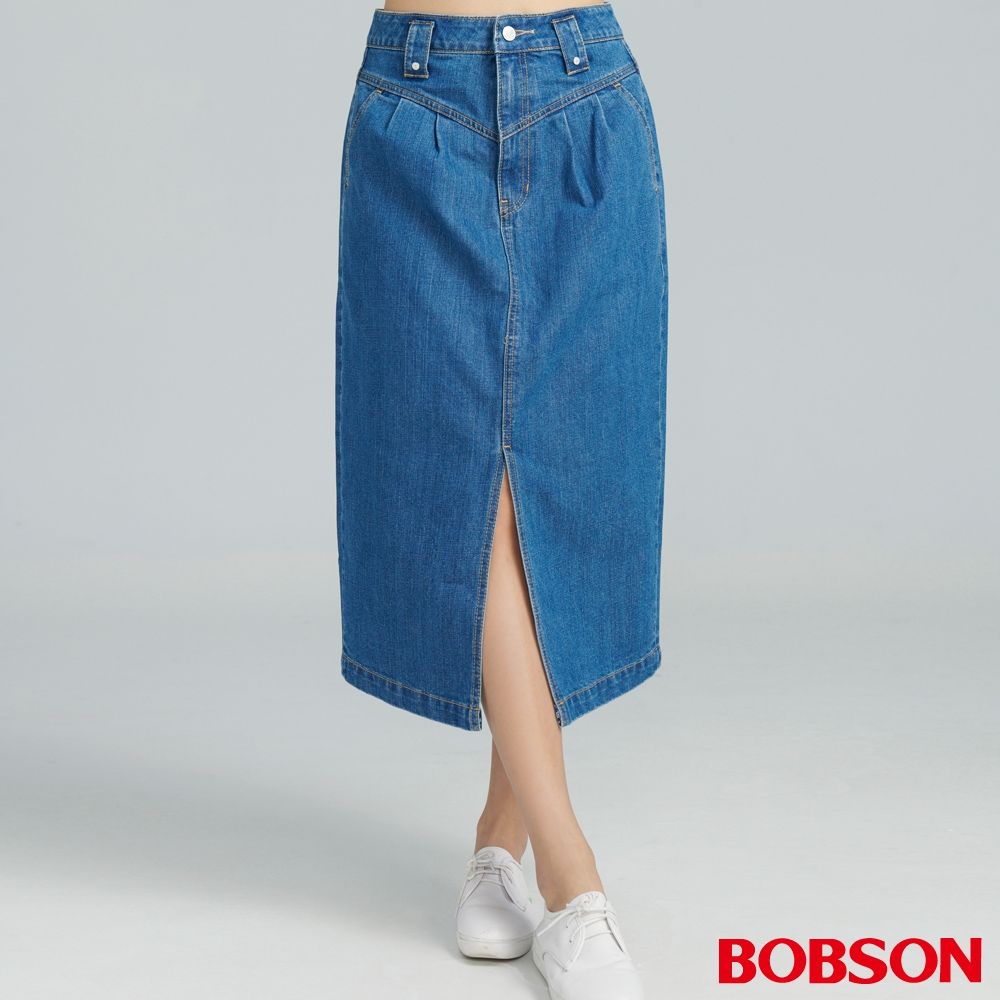 BOBSON 女款高腰打褶長裙 (D139-53)