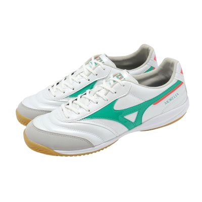 Mizuno 美津濃 足球鞋 Morelia Sala Pro In 男鞋 白 綠 皮革 膠底 Q1GA2613-35