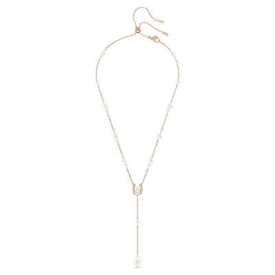 SWAROVSKI 施華洛世奇 馬年新年限定 Symbolica 馬蹄鐵珍珠水晶Y字形項鍊-玫瑰金 寵愛媽媽 送禮推薦 5741463