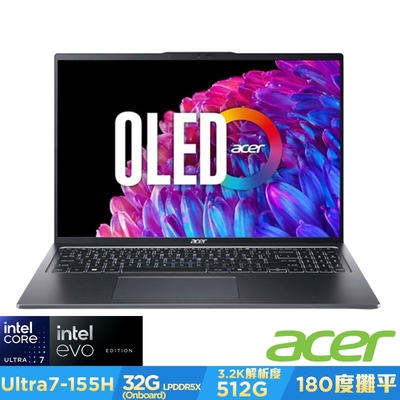 Acer 宏碁 Swift Go SFG16-72-74C7 16吋輕薄筆電(CU7-155H/32GB/512GB/Win11)