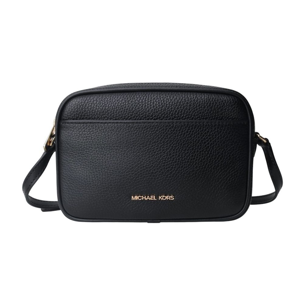 MICHAEL KORS 金字荔枝皮革mini斜背相機包(黑色)