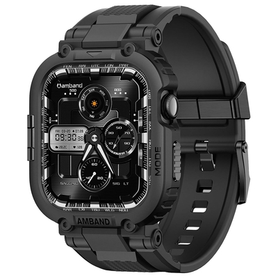 AmBand Apple Watch 專用保護殼 ❘  M1 黑色TPU殼帶黑鋼釦 ❘ 46mm - Apple Watch 10