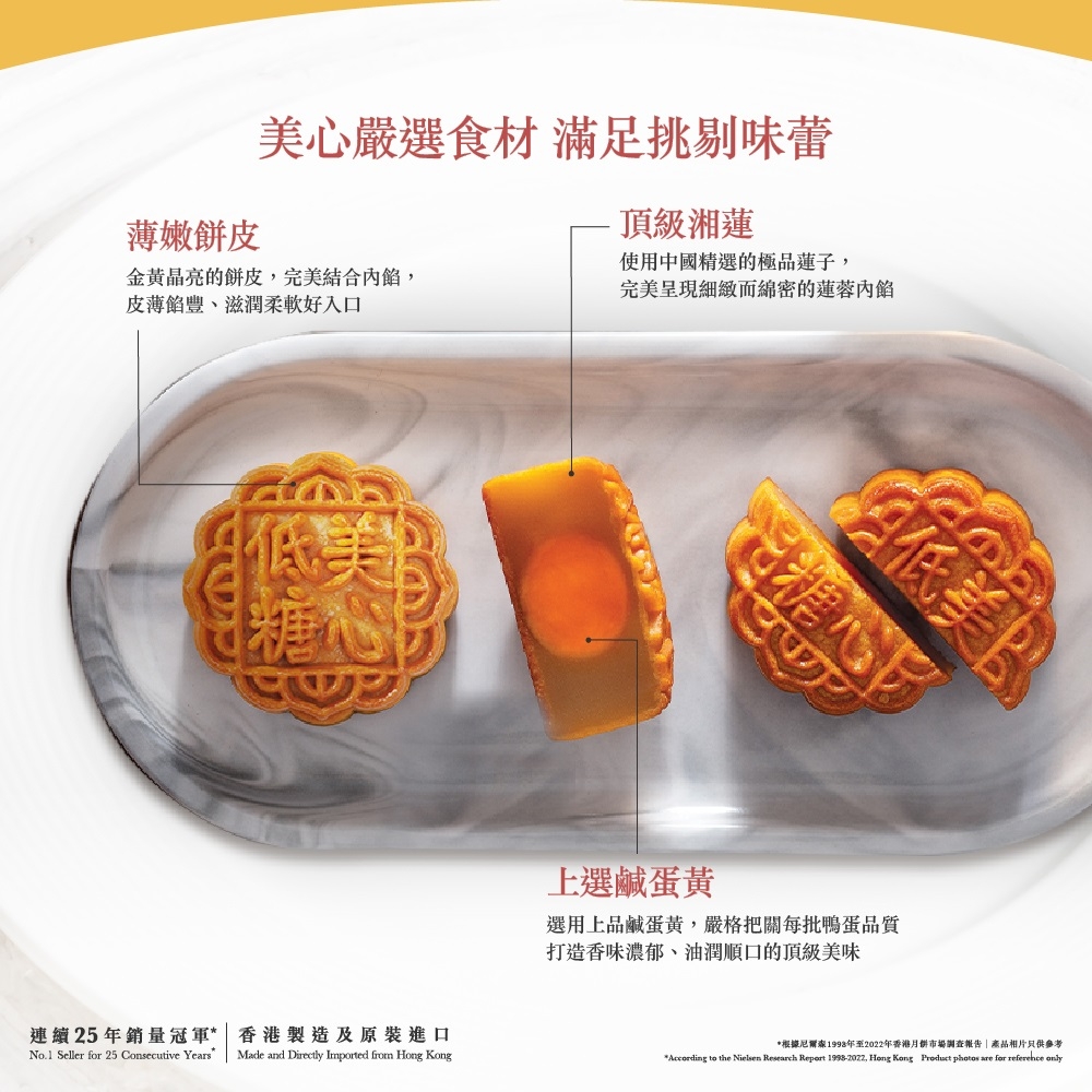 美心低糖蛋黃白蓮蓉月餅(90gx6入) | 傳統糕餅禮盒| Yahoo購物中心