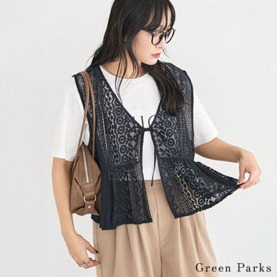 〈Green Parks〉精緻的蕾絲拼接設計綁帶背心
