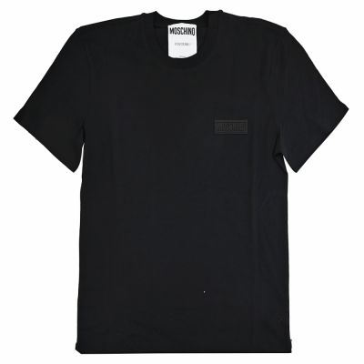 MOSCHINO 品牌皮標LOGO棉質短T(黑)