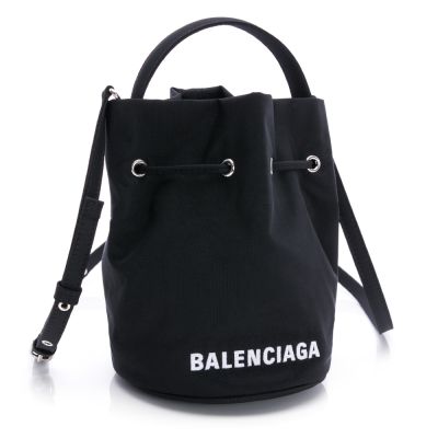 【BALENCIAGA 巴黎世家】刺繡LOGO 束口水桶包(多色選)