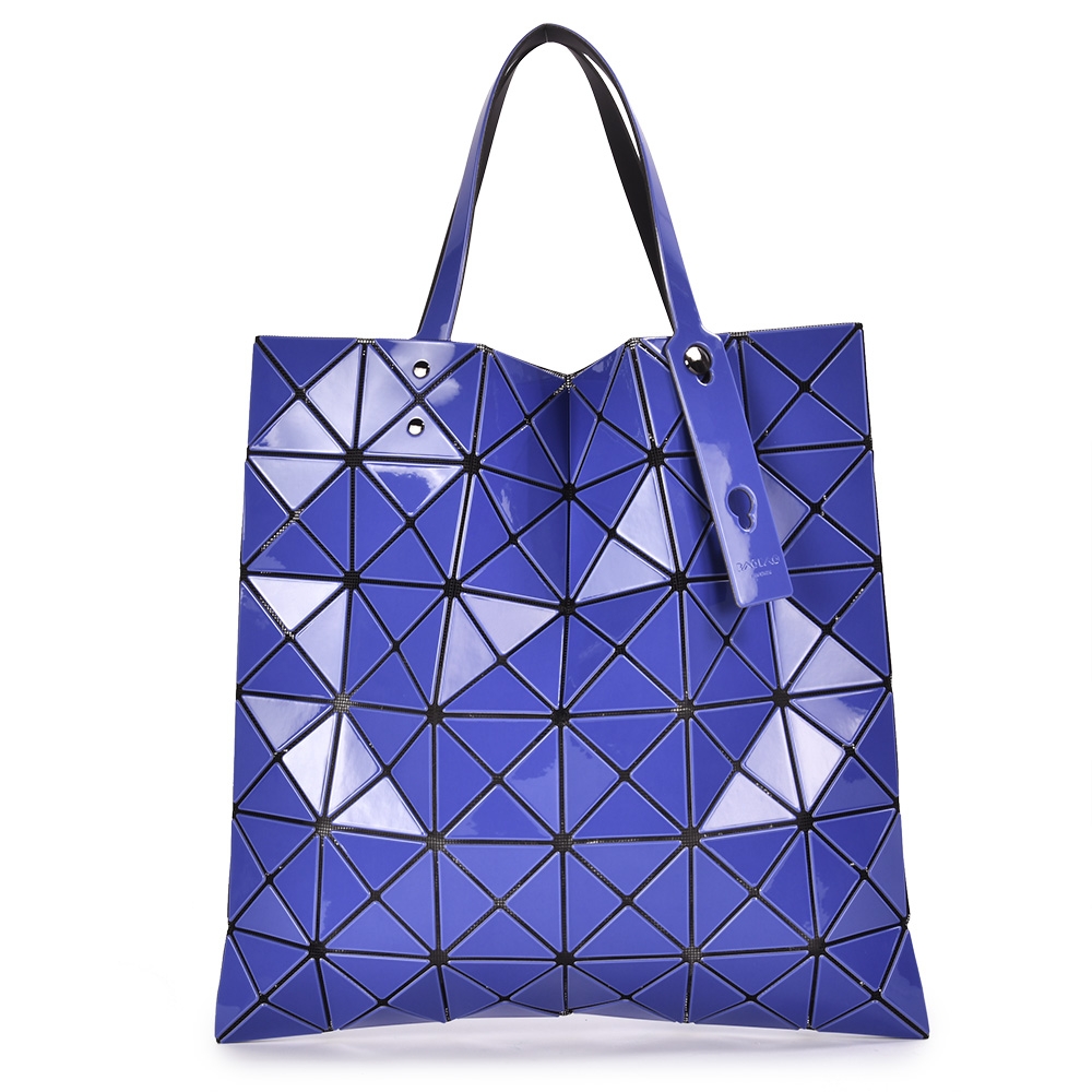 ISSEY MIYAKE 三宅一生BAOBAO 雙色亮面方格6x6透光手提包-藍紫