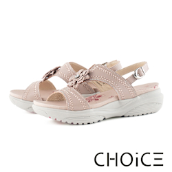 真皮工字厚底休閒涼鞋