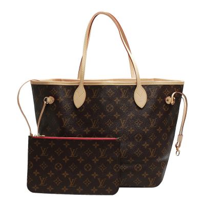 LOUIS VUITTON路易威登 LV M46987 經典 Monogram花紋 Neverfull MM子母包(中-櫻桃紅色)
