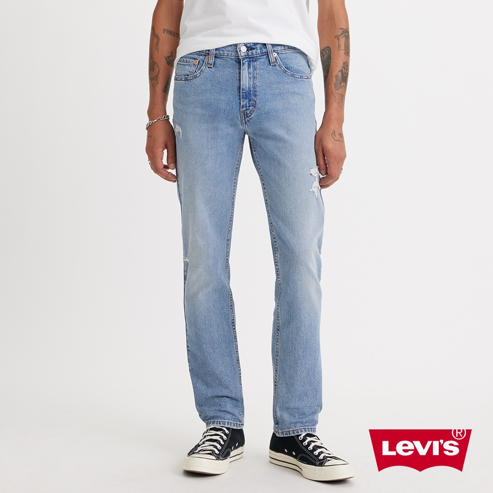 Levis 男款 511低腰修身窄管牛仔褲 / 精工輕藍染微磨損刷破 / 天絲棉 / 彈性布料 熱賣單品