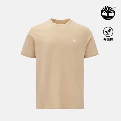 Timberland官方旗艦 男款米色休閒短袖T恤|A6DKUY94