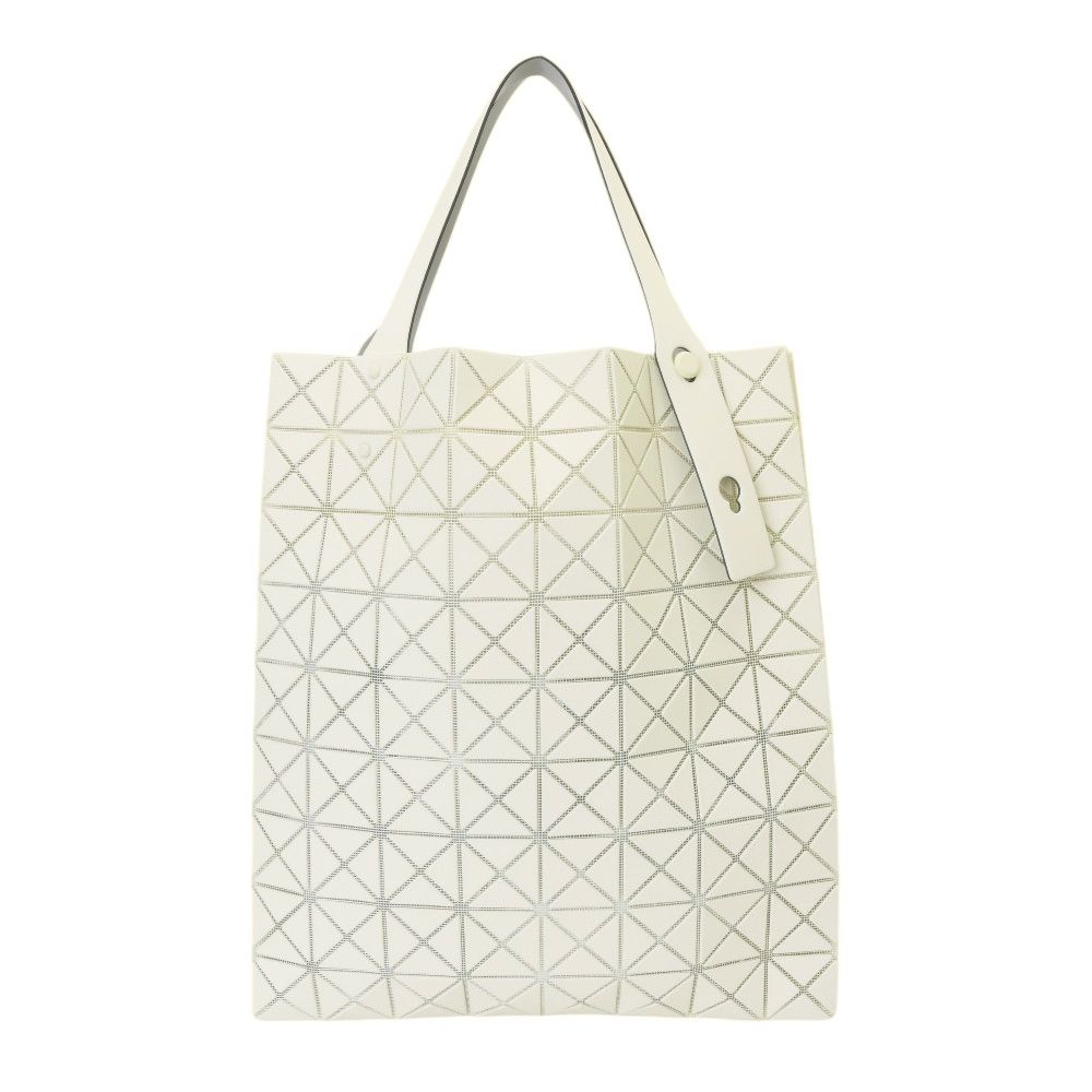 ISSEY MIYAKE  BAOBAO 皮質幾何方格側凹折8X9 提包(乳白色)