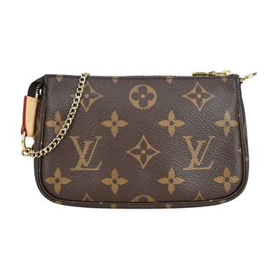 LOUIS VUITTON路易威登 Louis Vuitton Monogram 帆布印花迷你鏈帶手提/晚宴麻將包(咖啡)M58009