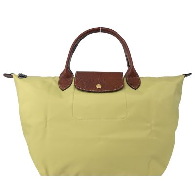 LONGCHAMP LE PLIAGE系列短把再生尼龍摺疊水餃包(中/開心果綠)