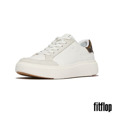 【FitFlop】RTG 豹紋後跟皮革/麂皮休閒鞋-女(都會白/咖啡混合色)