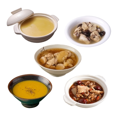 食全x享吃美味 暖心湯品任選10包(香菇雞湯/南瓜濃湯/花膠煲雞湯/土雞白湯/猴頭菇燉湯)