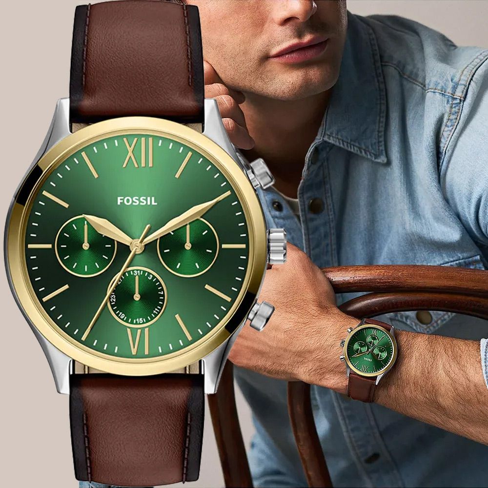 FOSSIL Fenmore 多功能三眼手錶 七夕浪漫購 送禮首選-44mm BQM7122