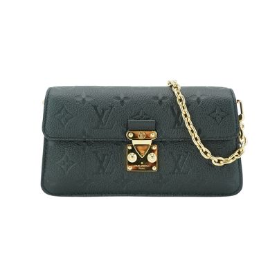 LOUIS VUITTON路易威登 Louis Vuitton LV路易威登 展示品 粒面壓花牛皮釦式鏈帶斜背包(M82637-黑)